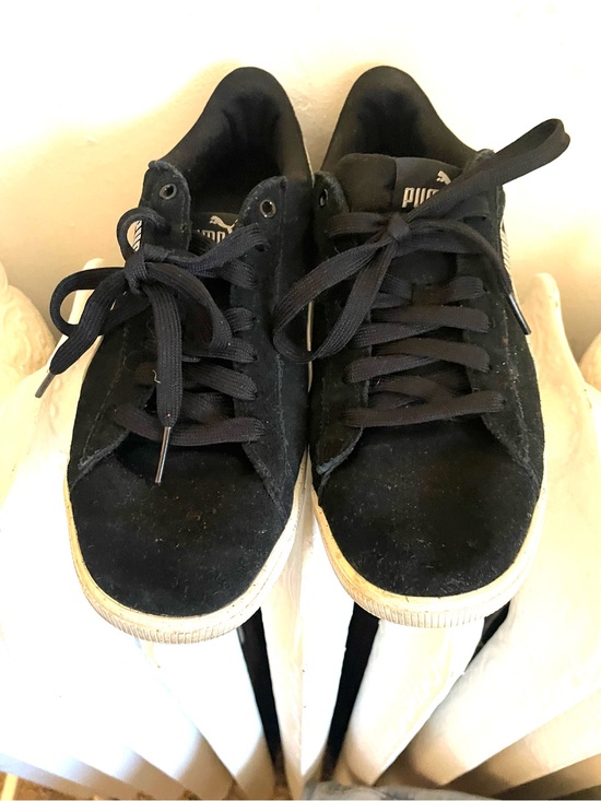 Puma Shoes - Puma Black Suede Low-Top Sneakers with White Soles